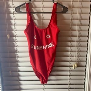 Cute red bodysuit swim